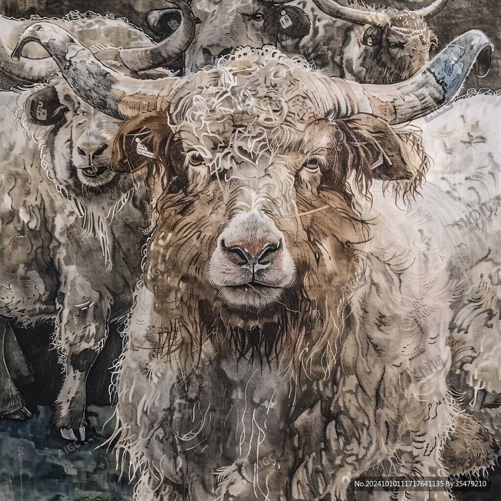 手绘梦幻羊风格装饰画