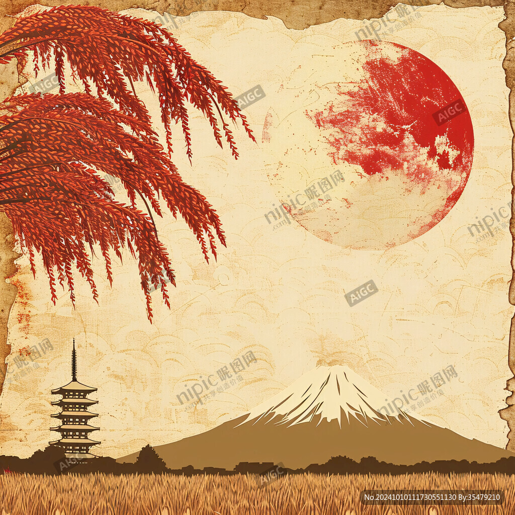 日式富士山海报