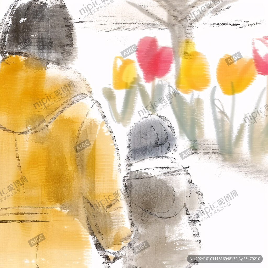 母亲节肌理插画