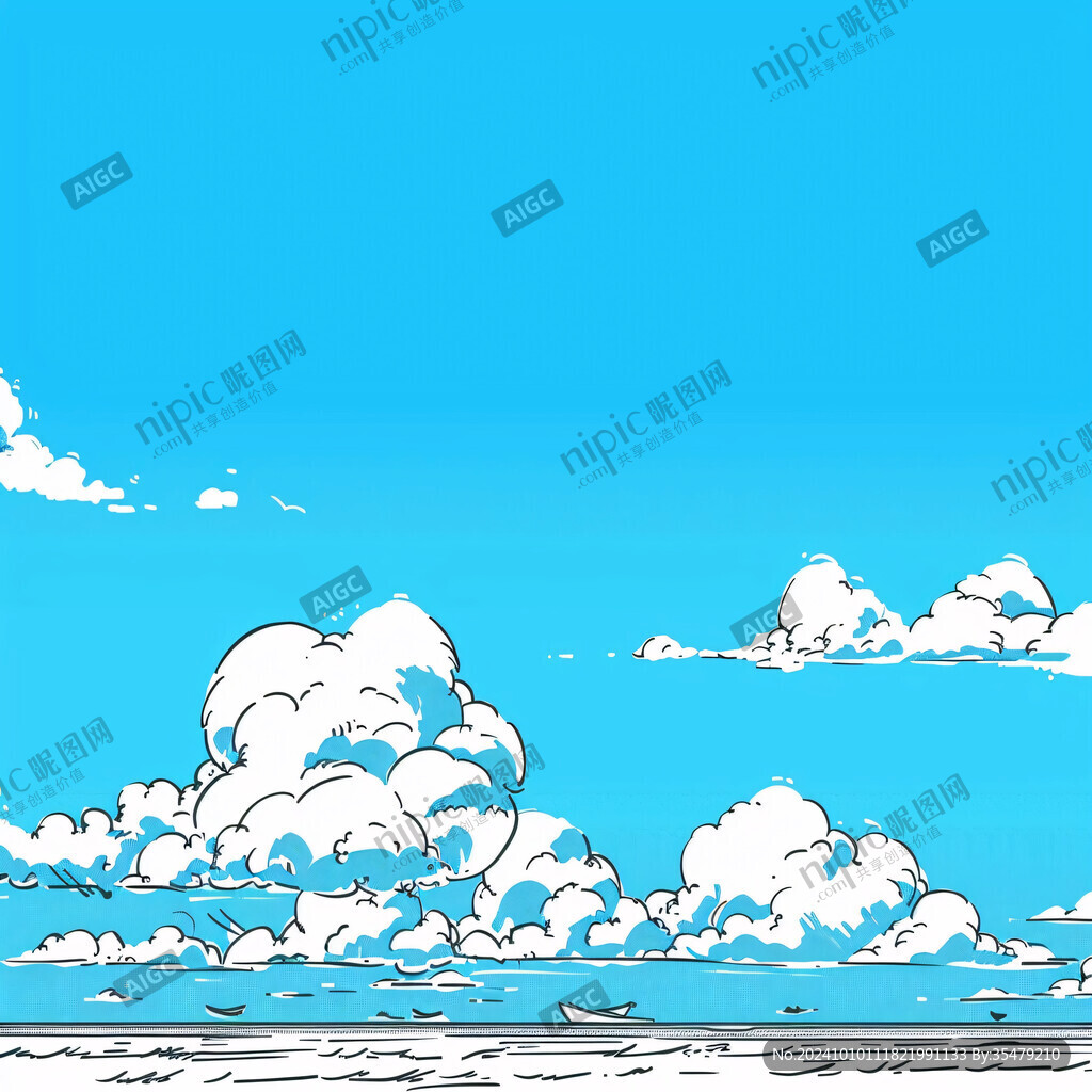 手绘漫画天空