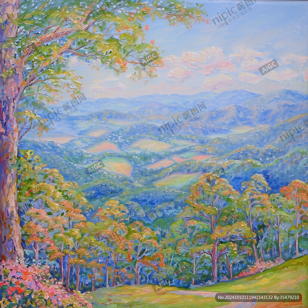 枫树风景油画