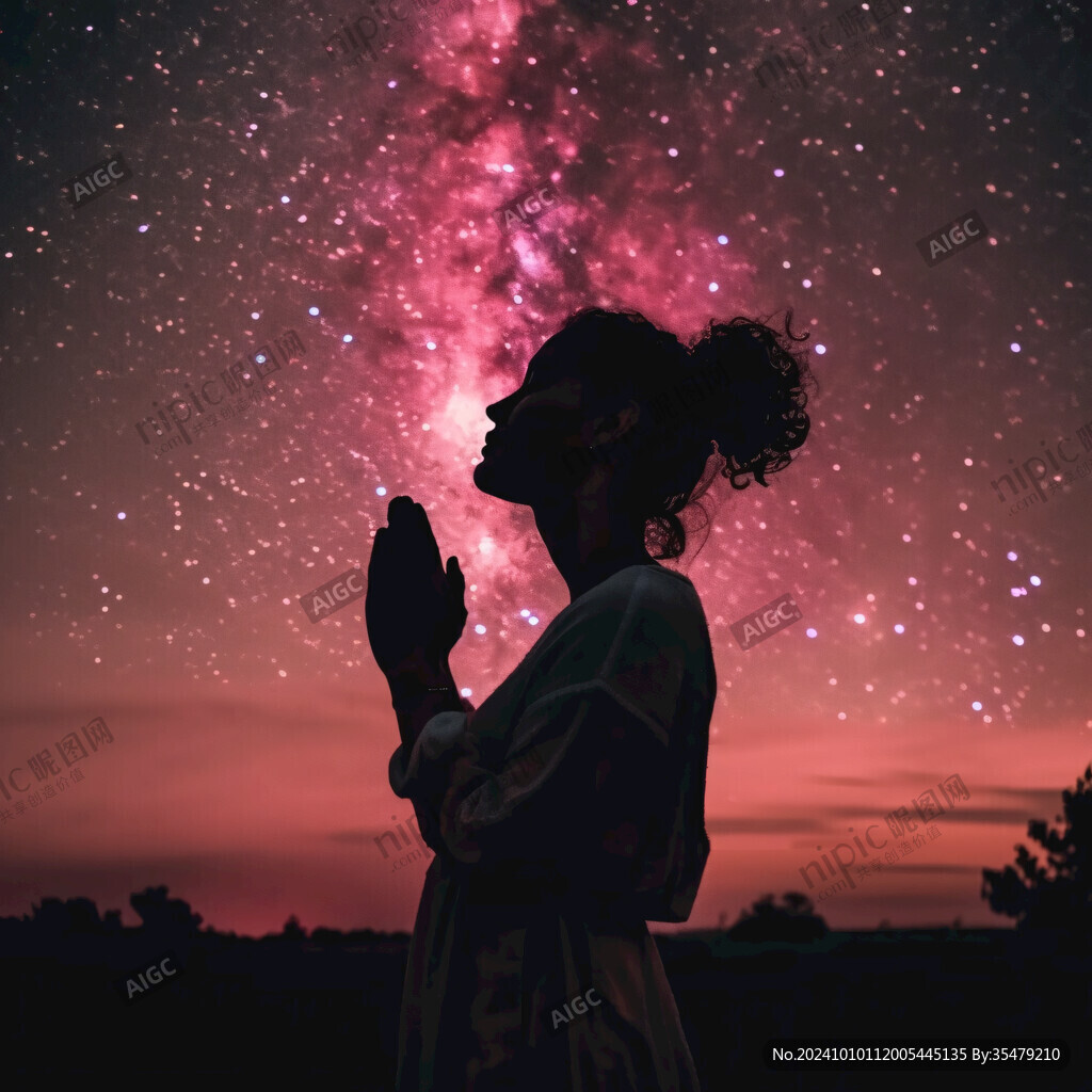 星空下的少女