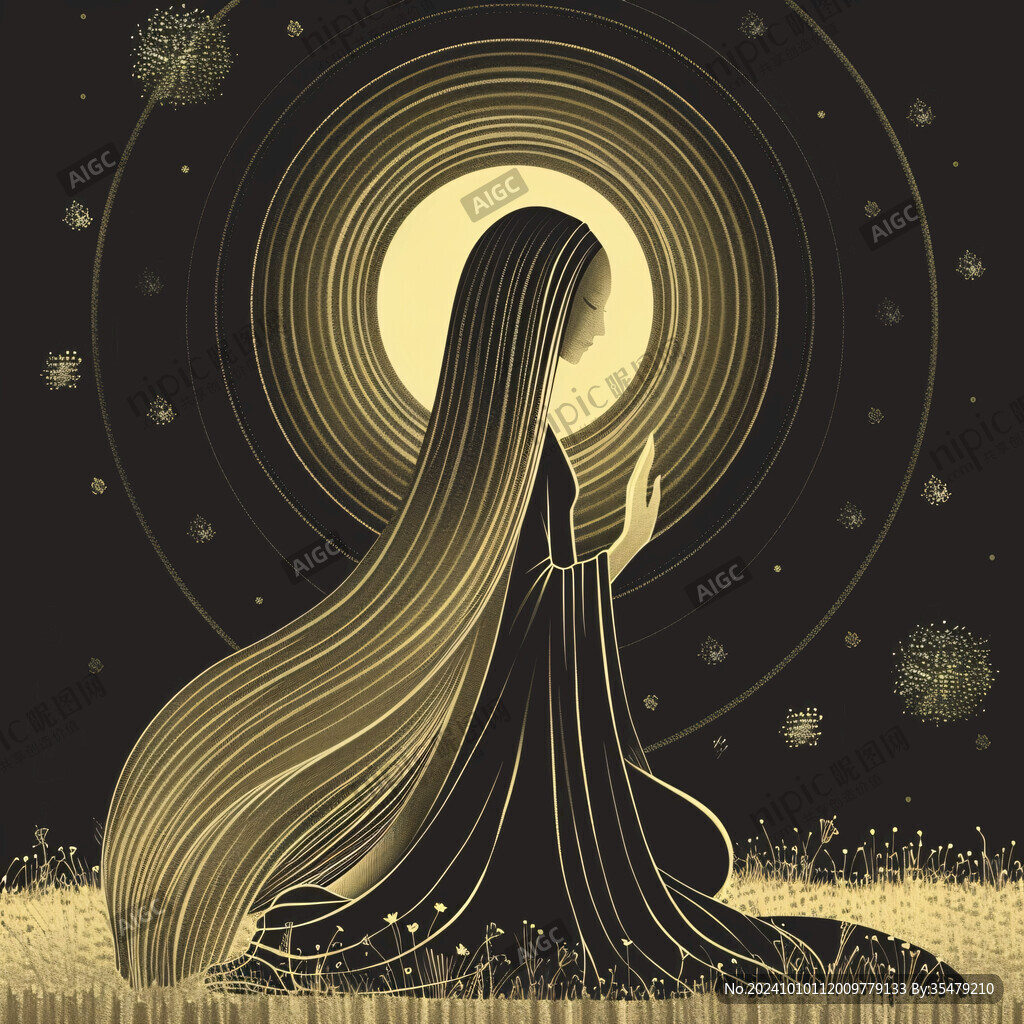 星空女孩插画