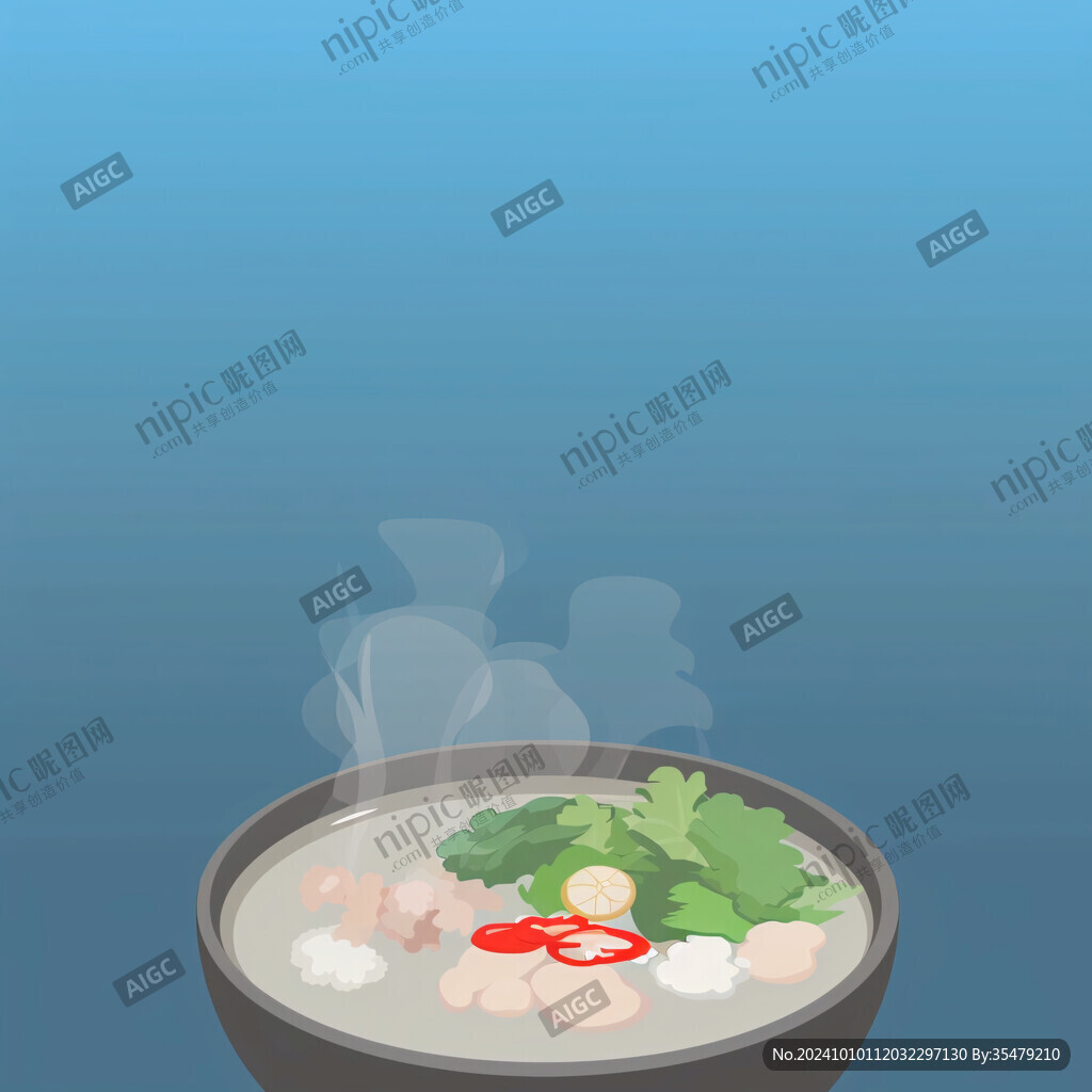 漂汤鱼丸插画