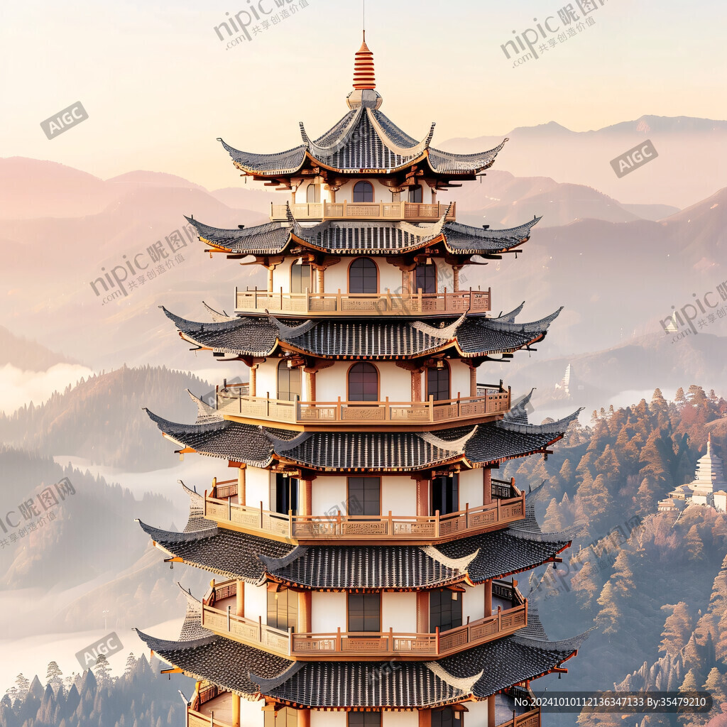 中式塔楼公园