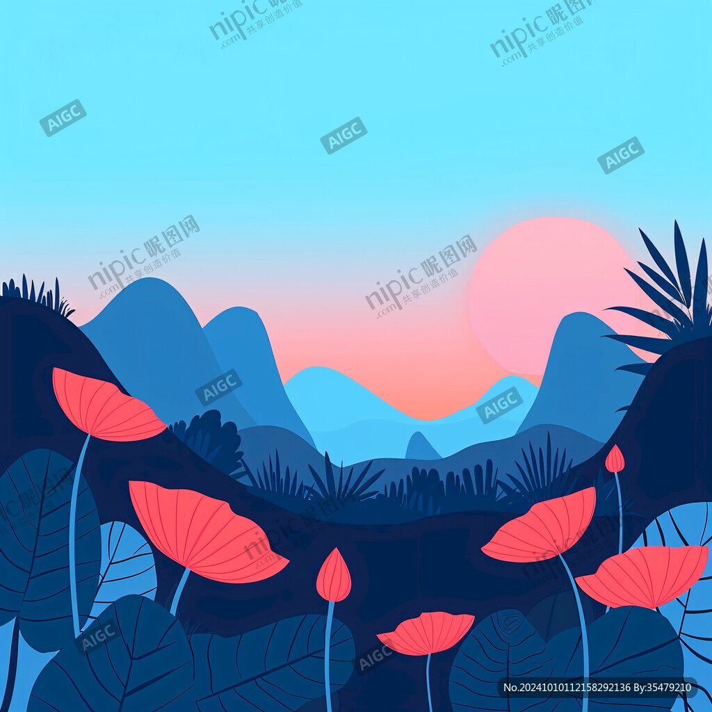 扁平丛林插画