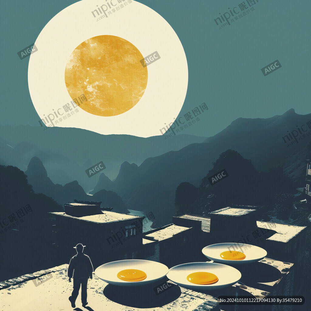 美食鸡蛋深夜食堂插画
