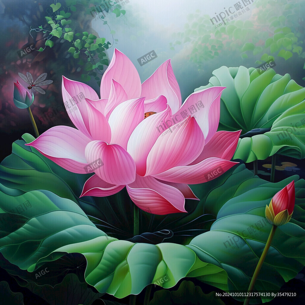 3d立体花卉荷花