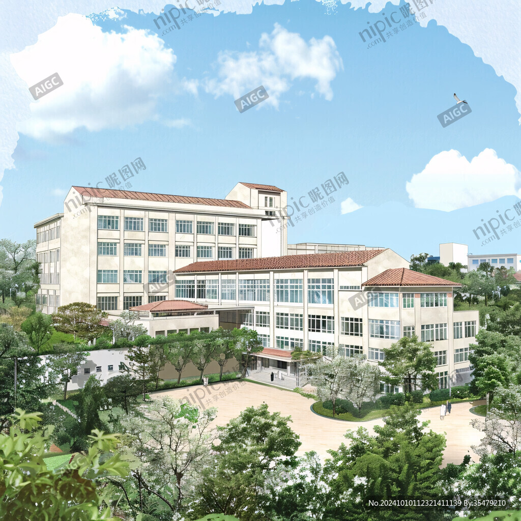 教学楼插画