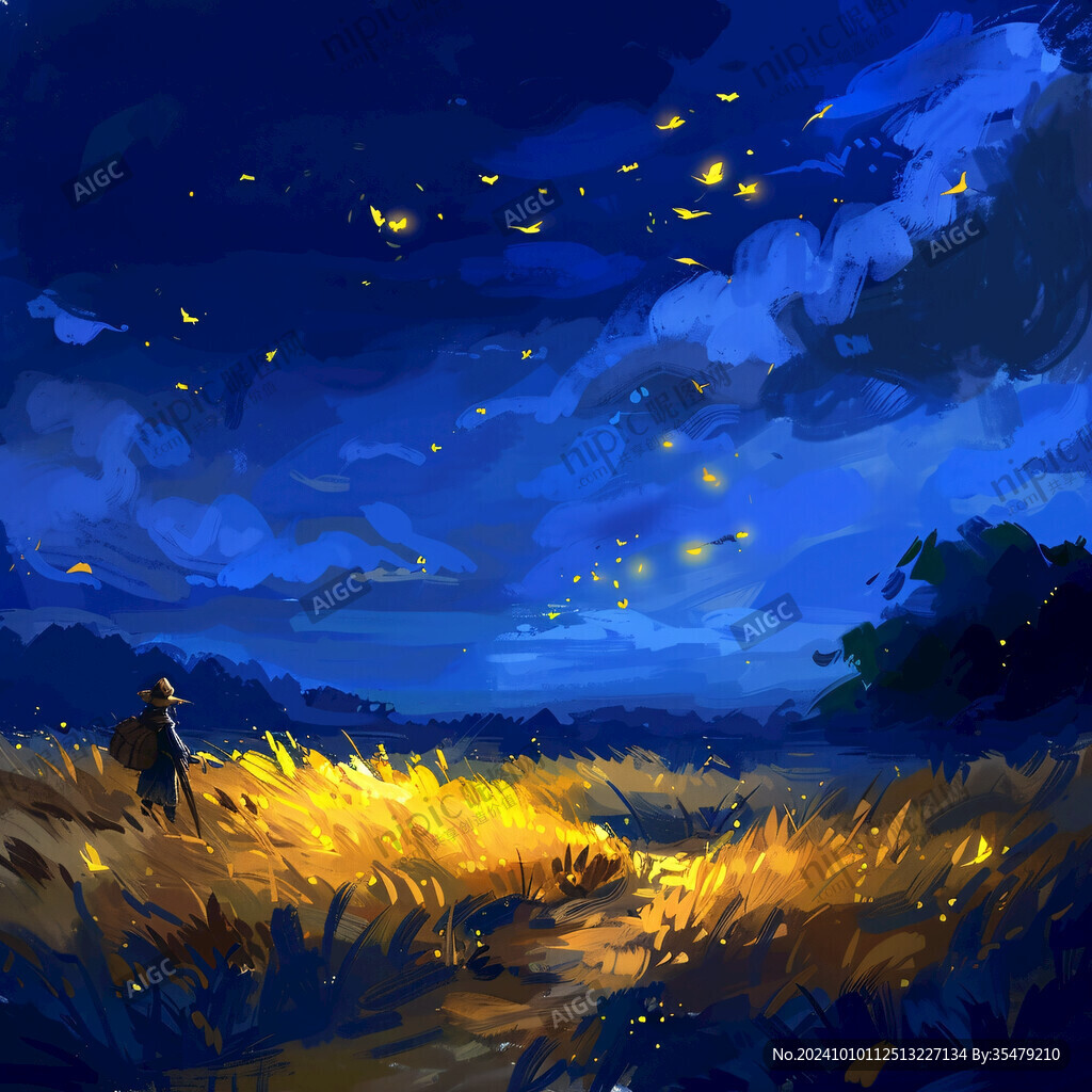 野外星空插画