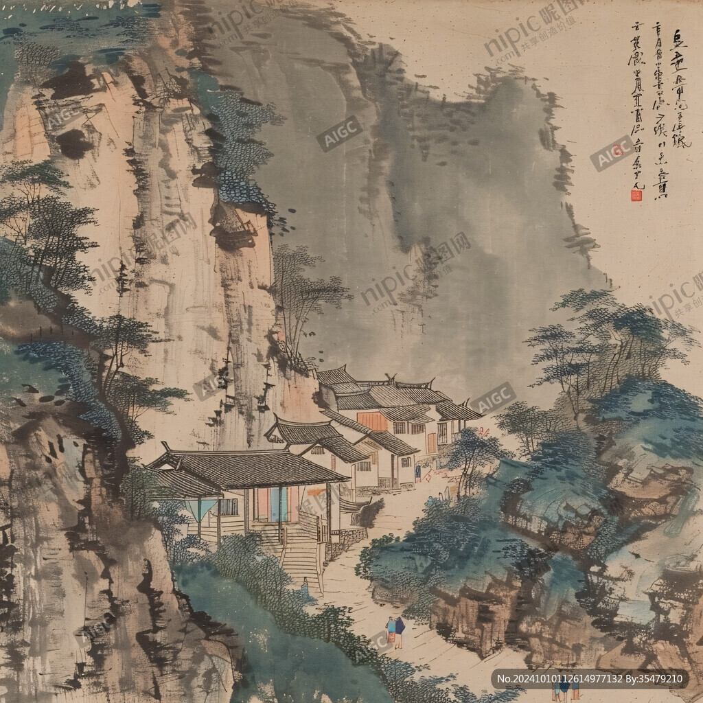 高山厅堂山水