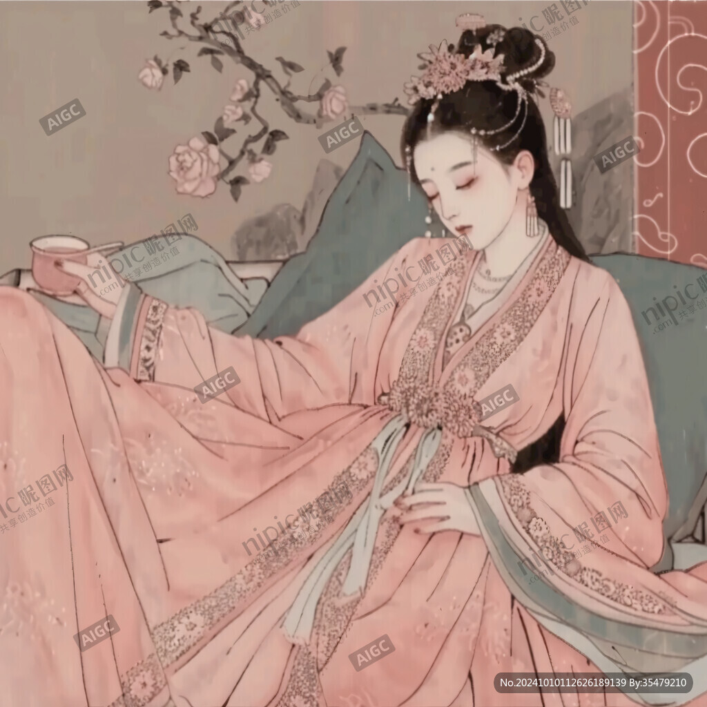 宫廷美女人物插画