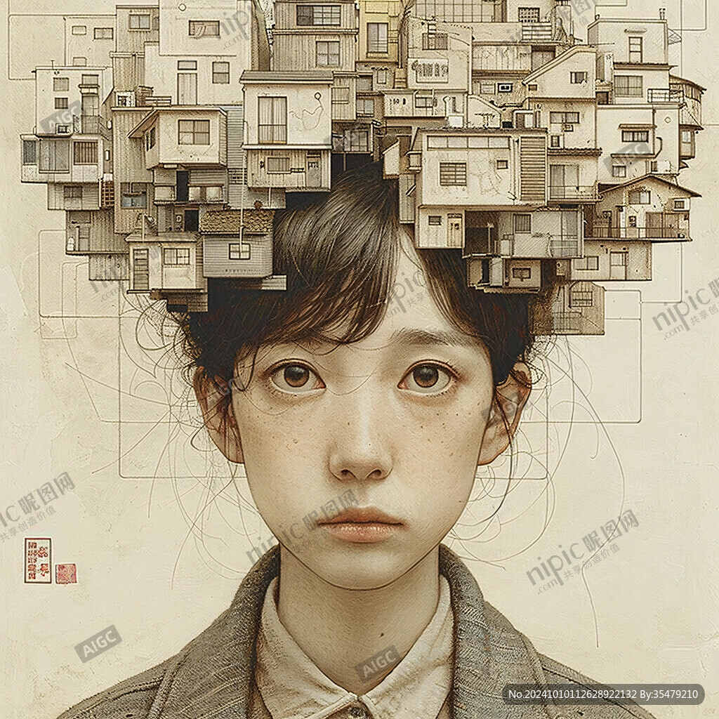 数字肖像插画