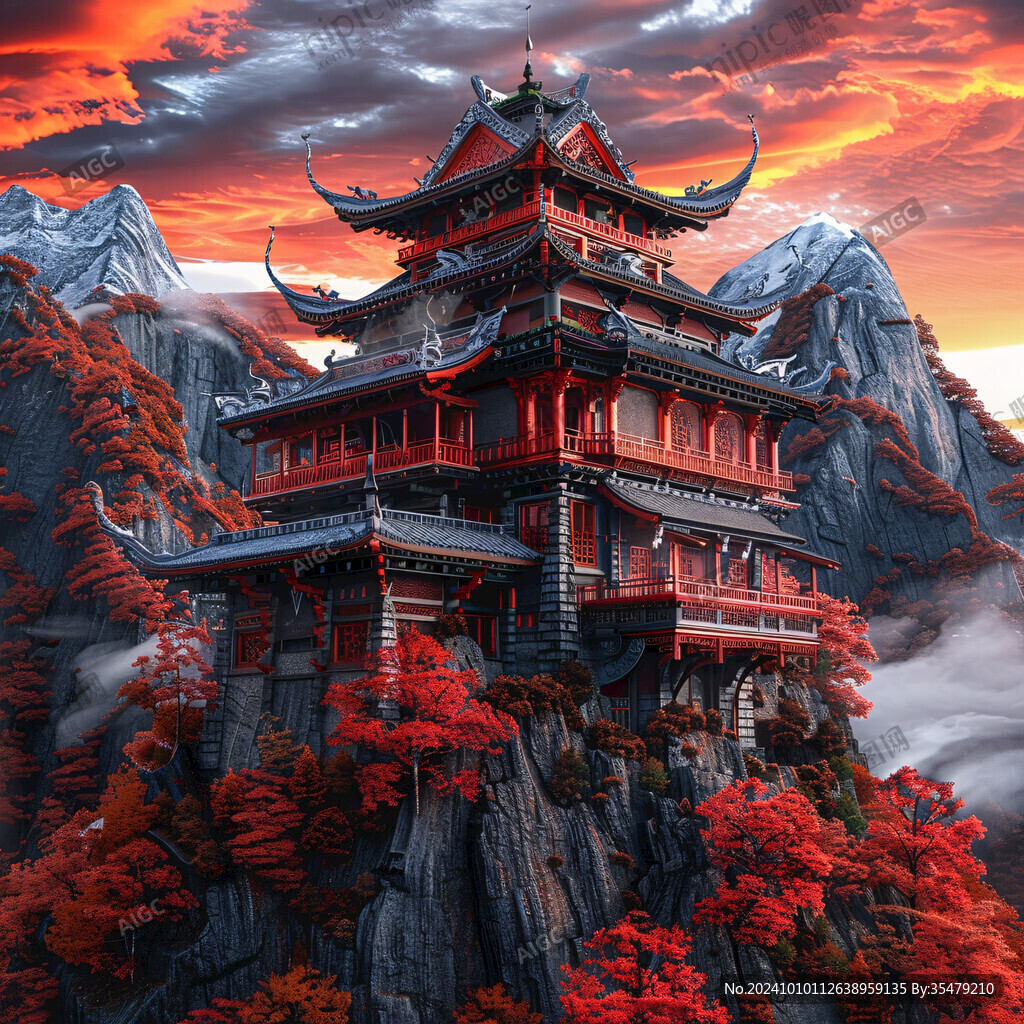 宫殿楼阁仙境仙人大殿