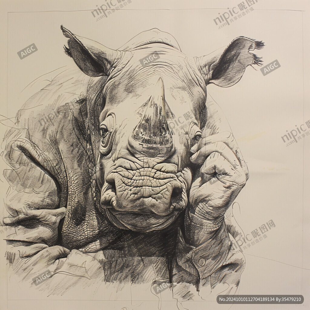 犀牛立体画