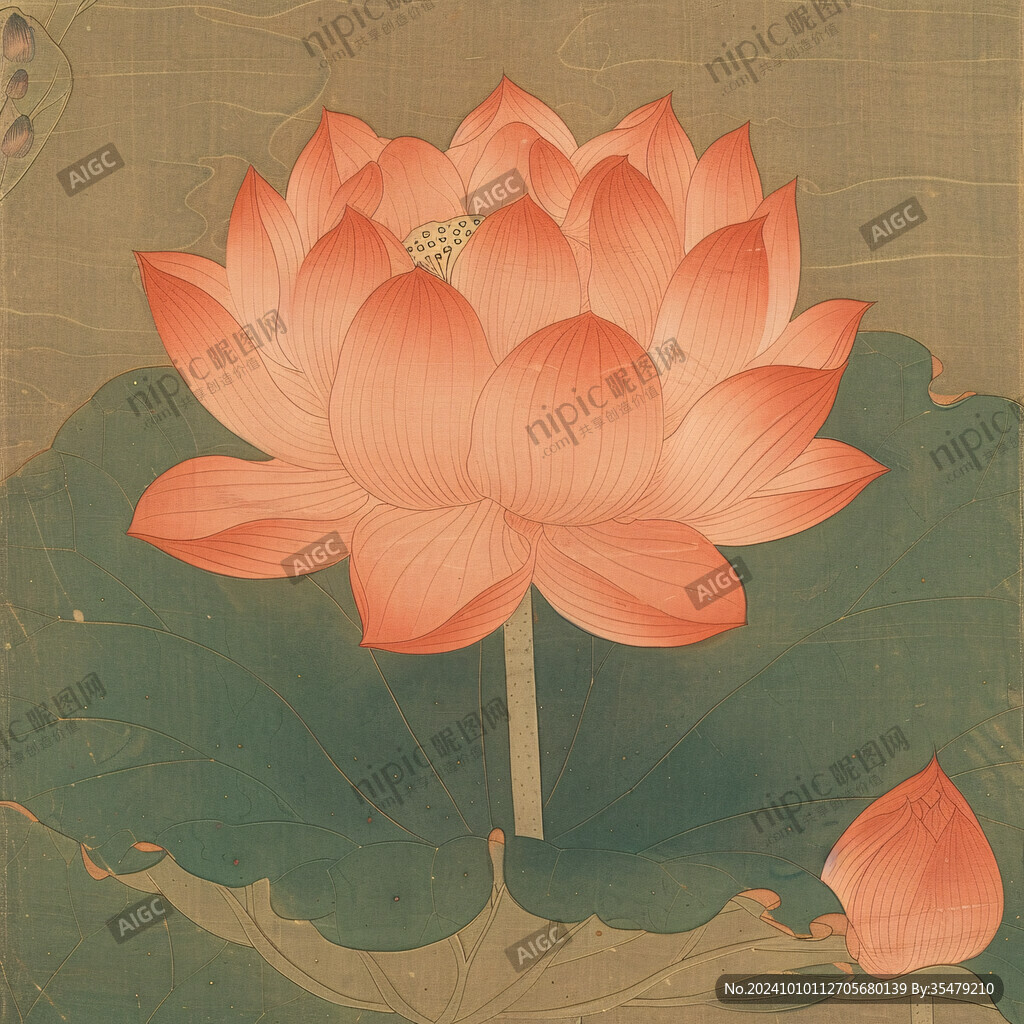 鼠绘精绘莲花花朵