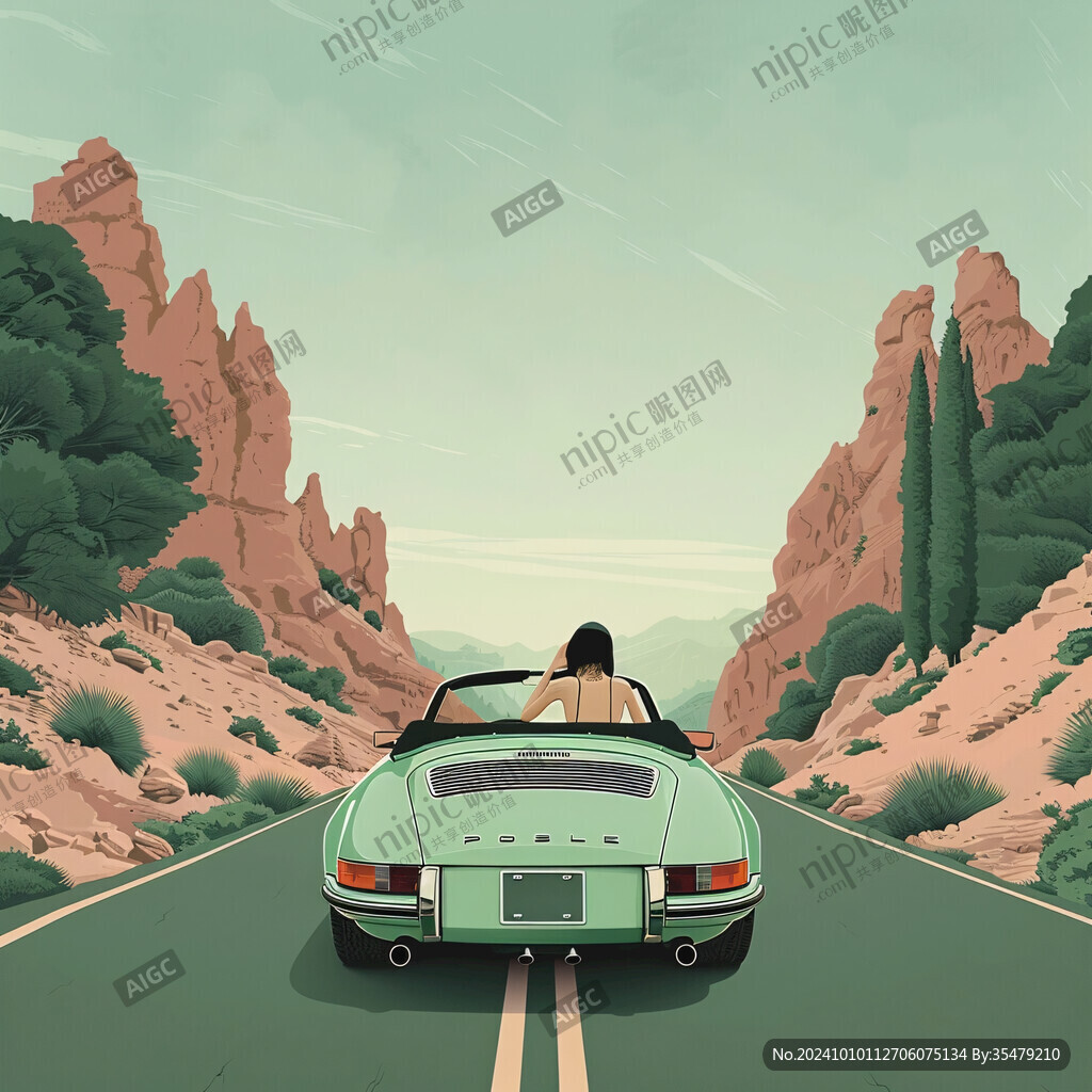公路小汽车插画
