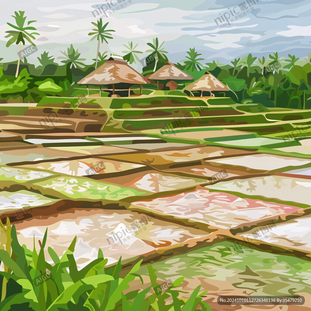 茅草屋插画