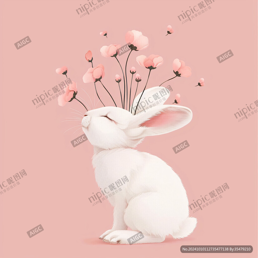 兔子拿着花插画