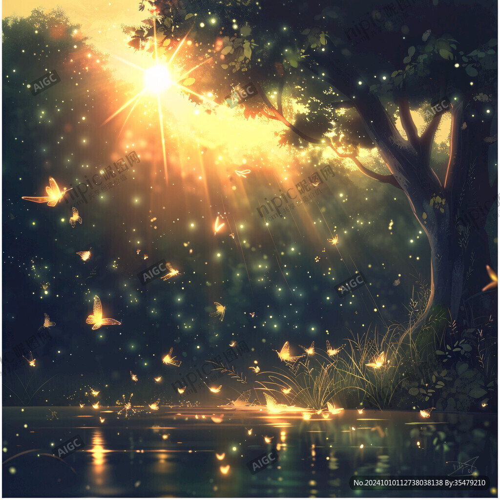 萤火虫之夜插画海报