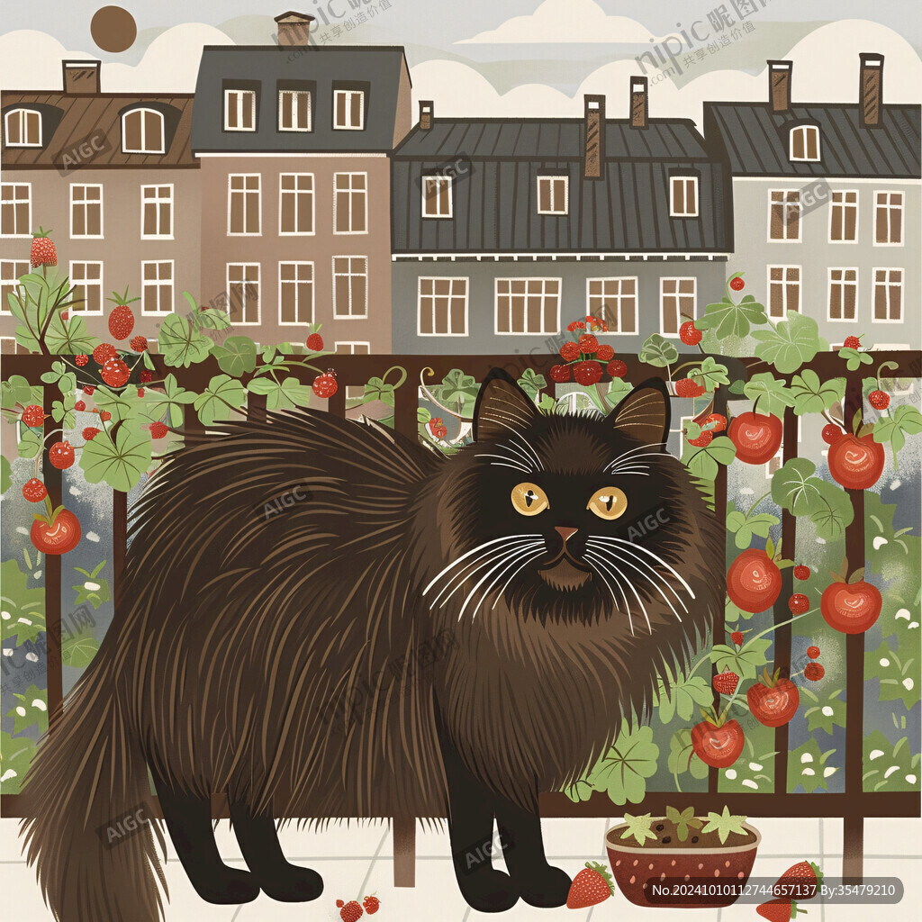 卡通长毛猫插画