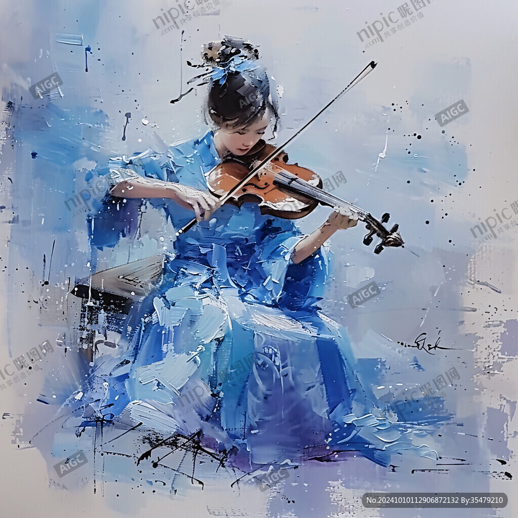 小提琴人物插画