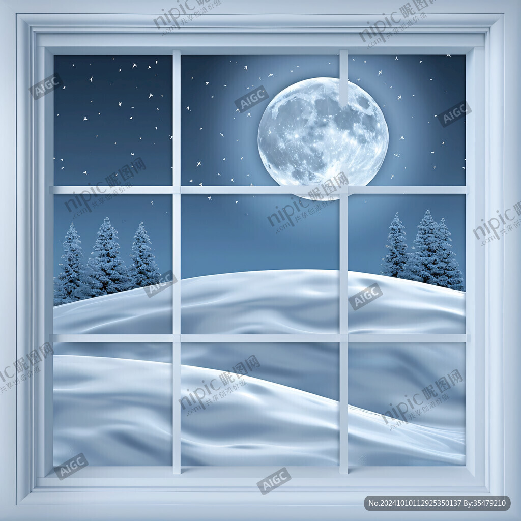 手绘雪夜风景无框画