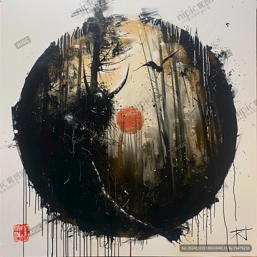 八卦水墨装饰画