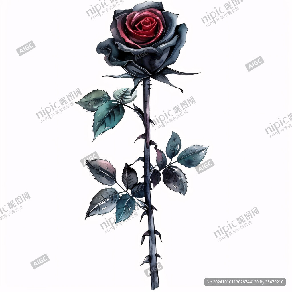 写实手绘玫瑰花素材