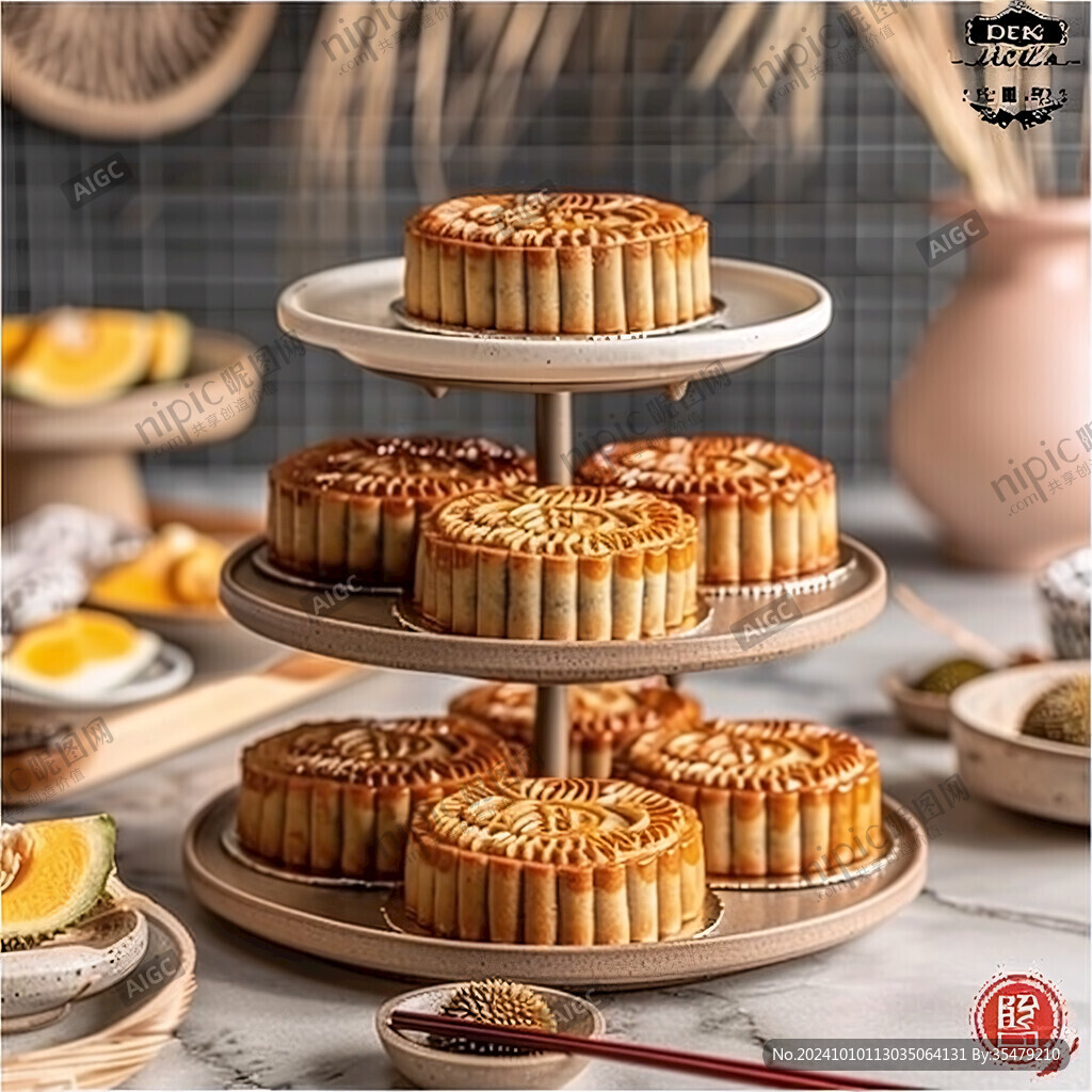 双蛋黄莲蓉月饼美食