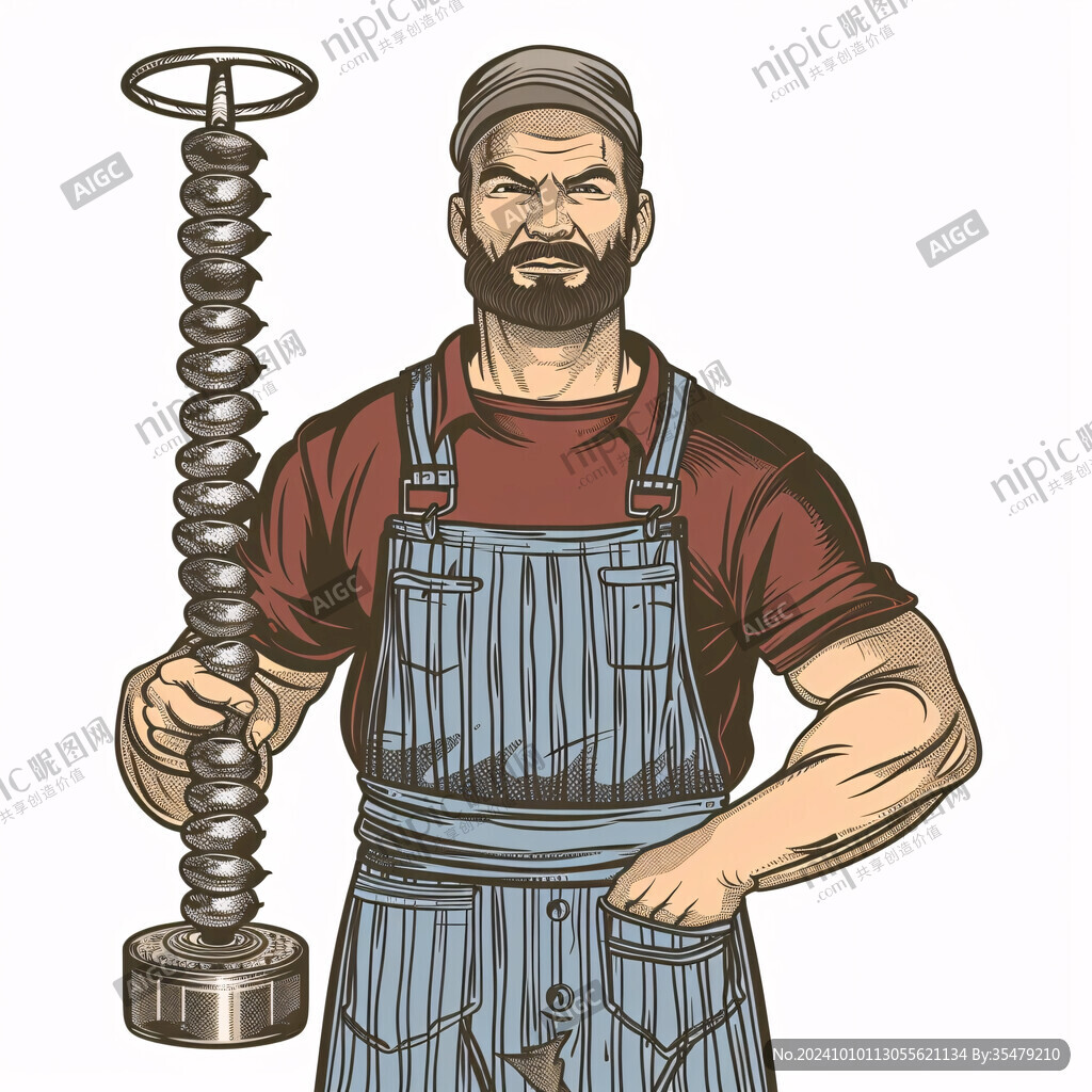 推磨人物插画