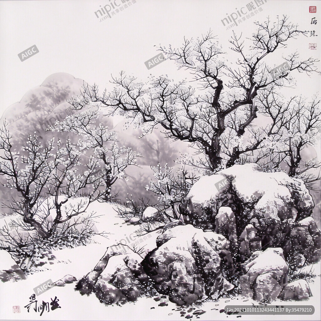 雪景中国画