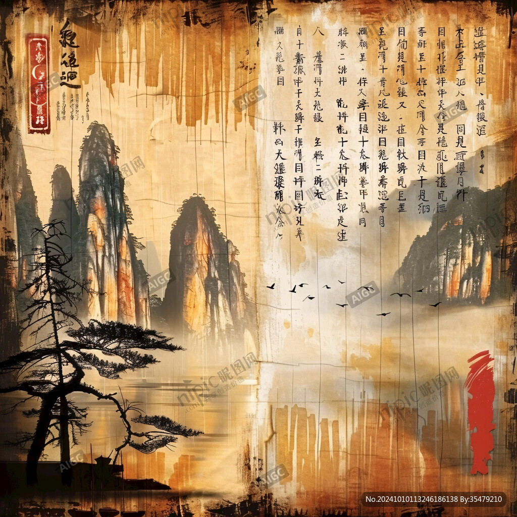 屏风墨韵禅意山峰