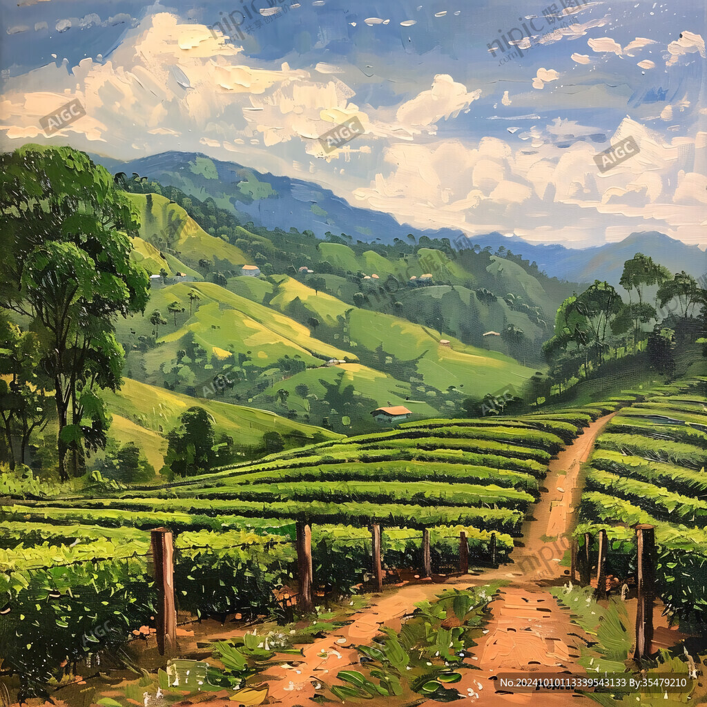 茶园风景插画