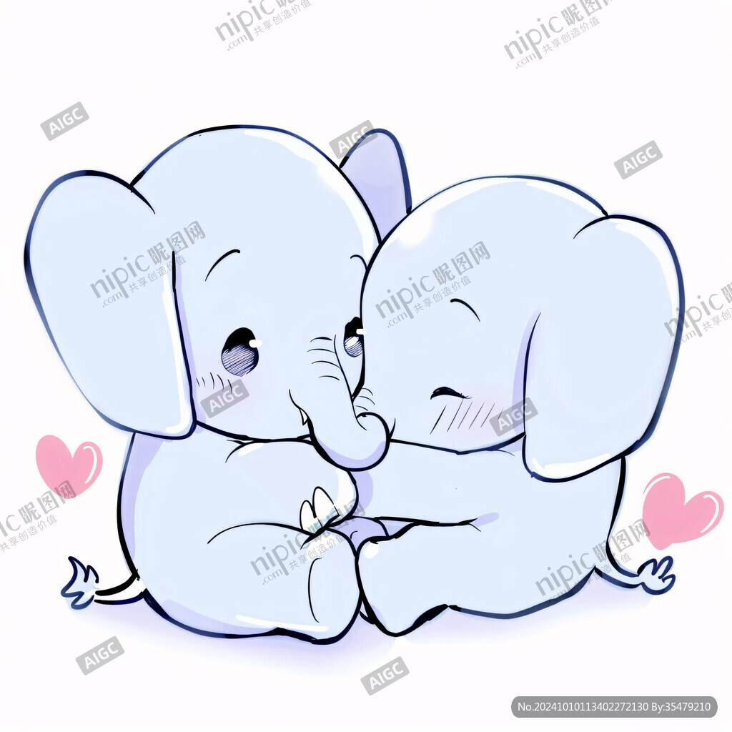 卡通大象小象