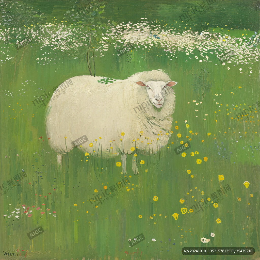 手绘梦幻羊风格装饰画