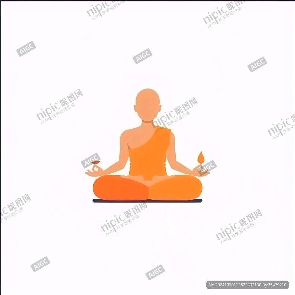 合掌打坐人物剪影