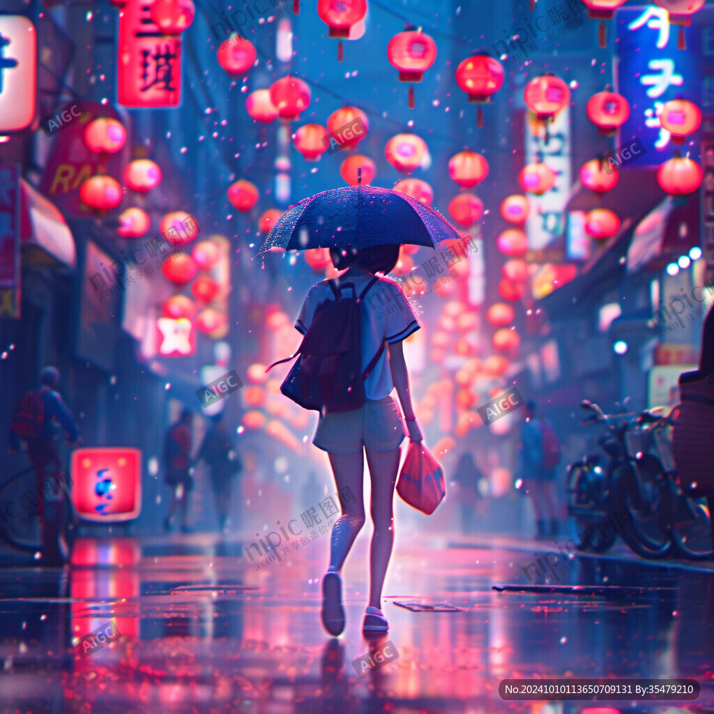 雨巷插画
