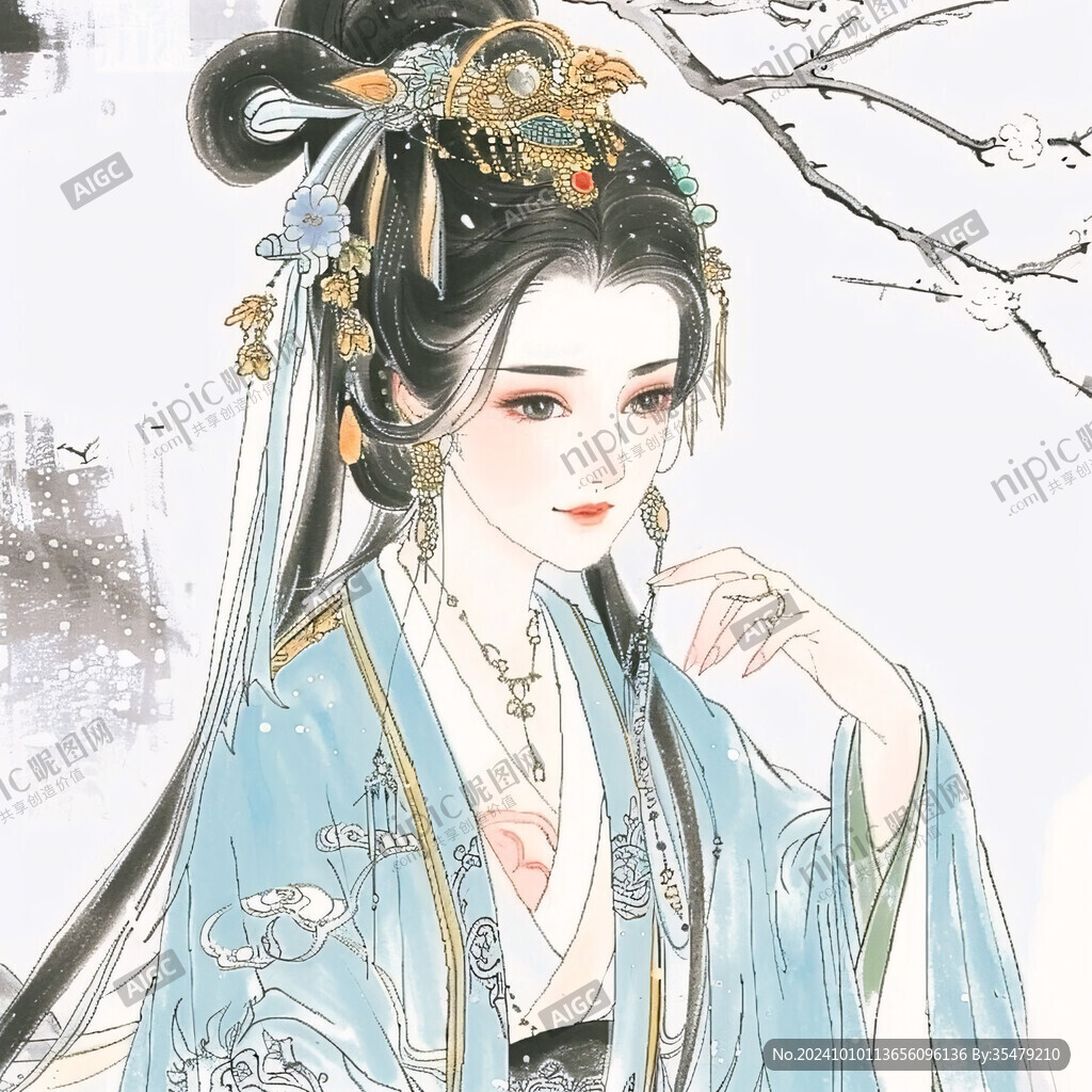 古风美女头像插画封面