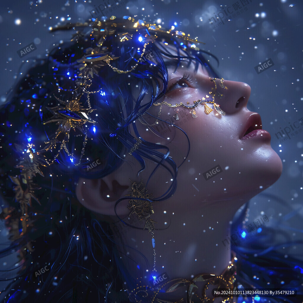 梦幻唯美蓝色系少女