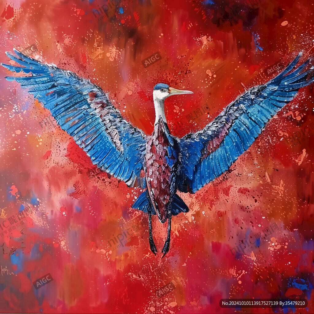 飞翔的鸟油画