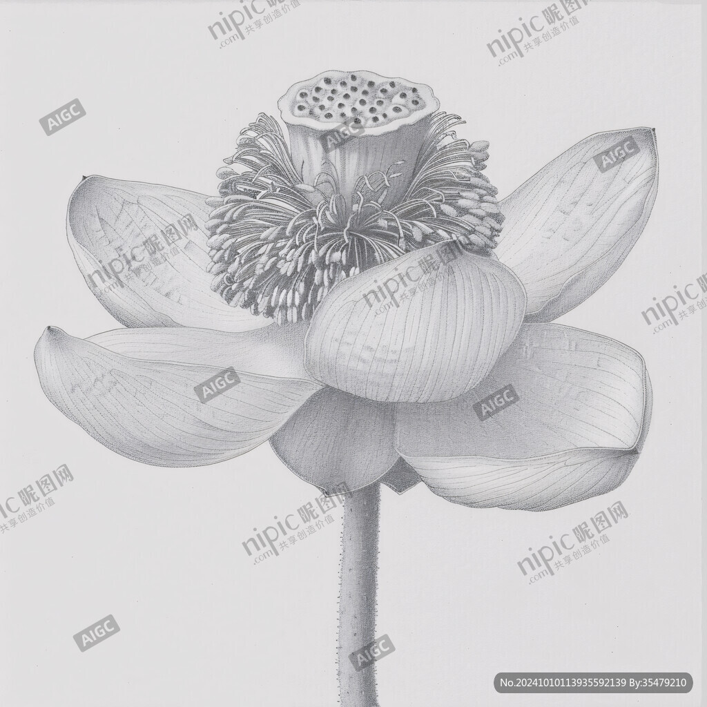 鼠绘精绘莲花花朵