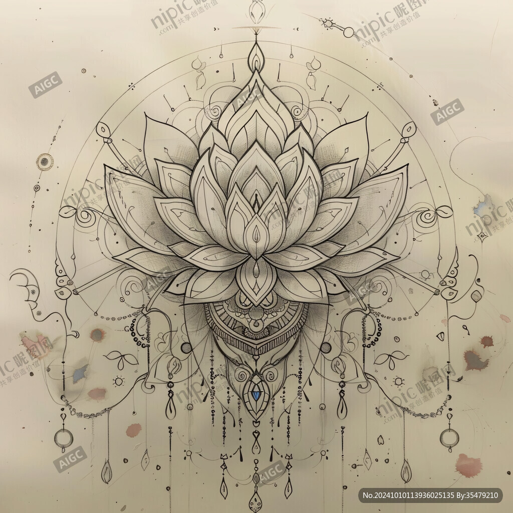 手绘莲花座