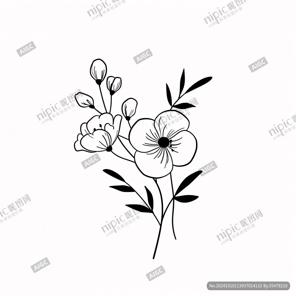 亚麻花线描
