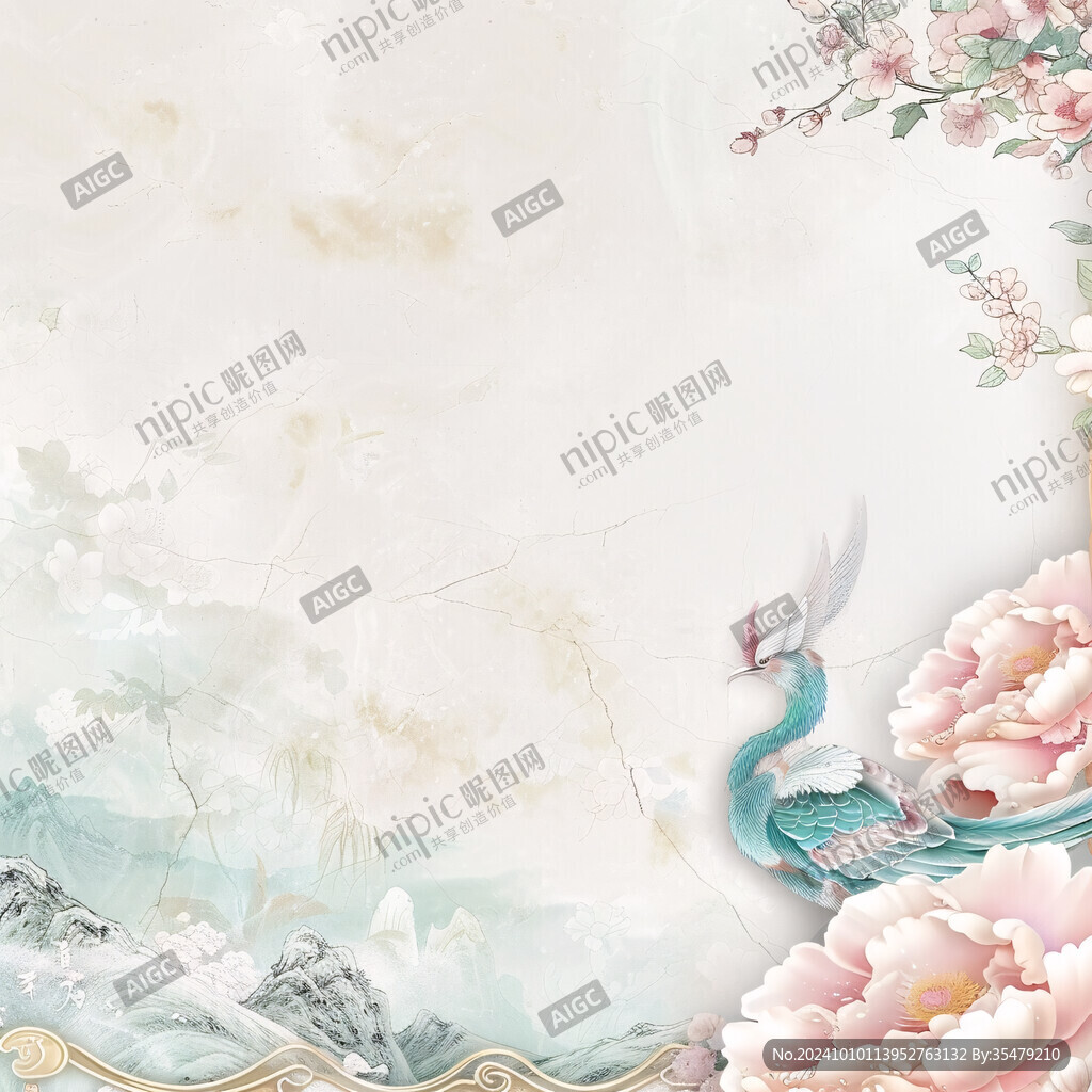 新中式凤凰背景墙