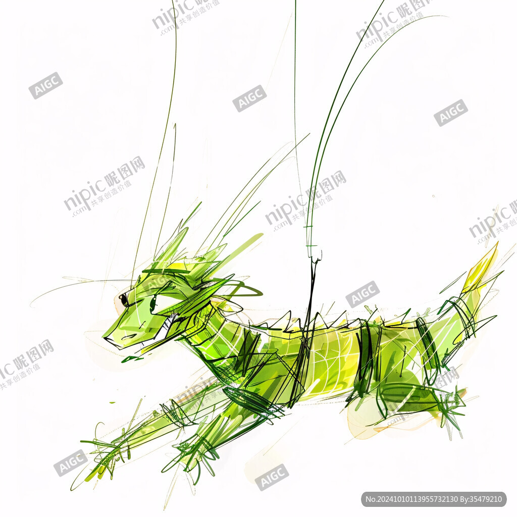 手绘小龙插画