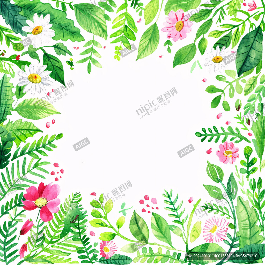 绿叶背景鲜花背景