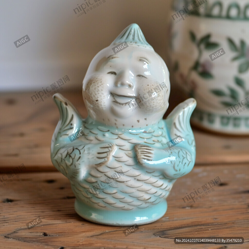 鲤鱼抱娃陶瓷