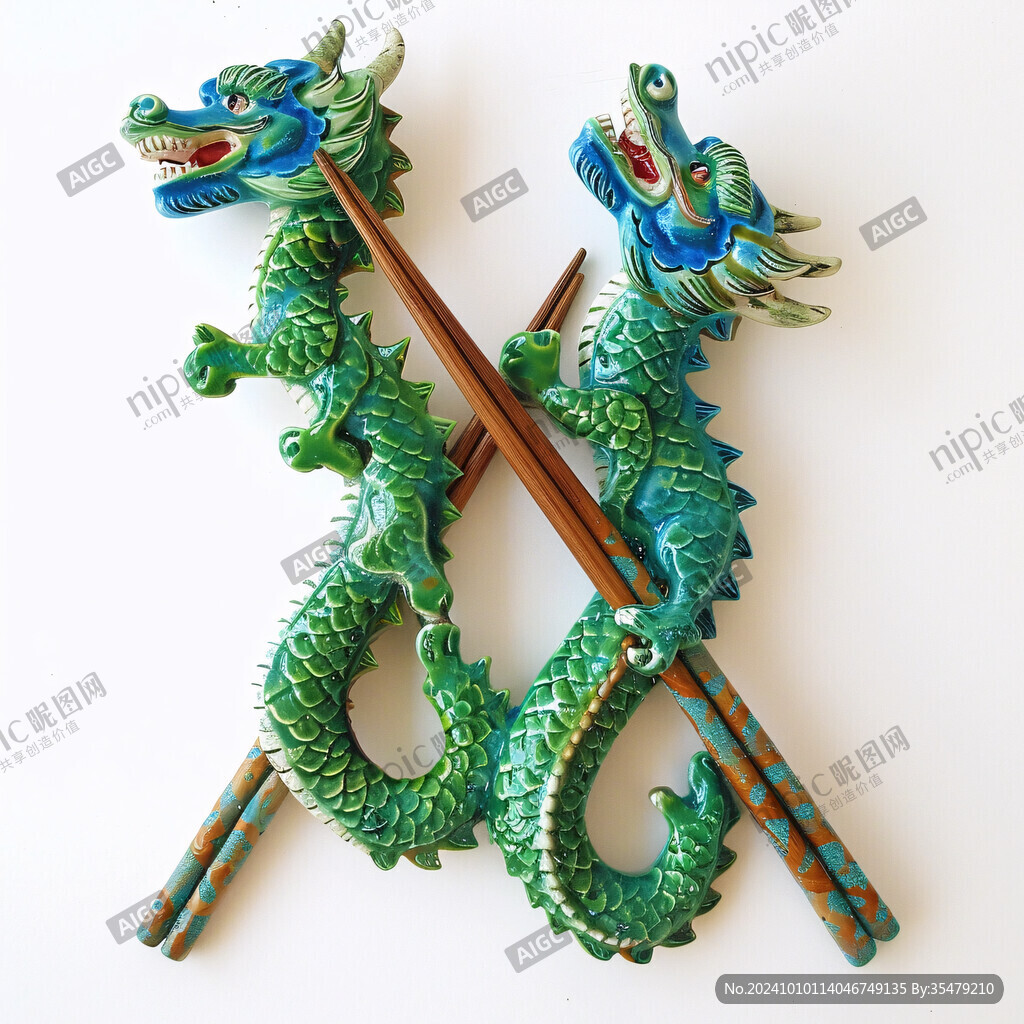 毛笔双龙戏珠