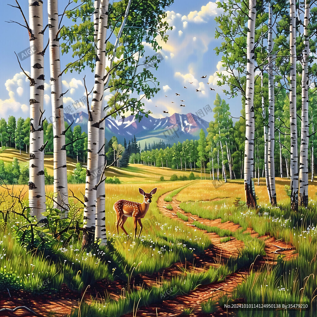 白桦林风景画